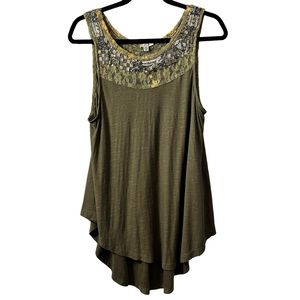 Urban Outfitters Ecote Beaded High-Low Green Tank Size Small
